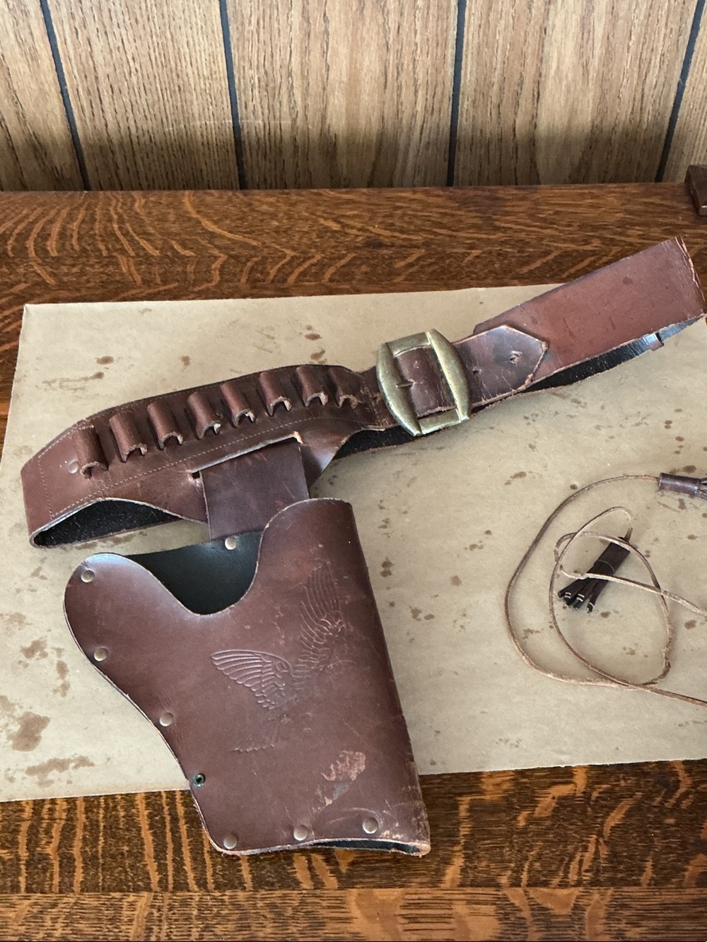 Vintage Leather Gun Holster Rig Buscadero Belt or Old West Style Gun Belt